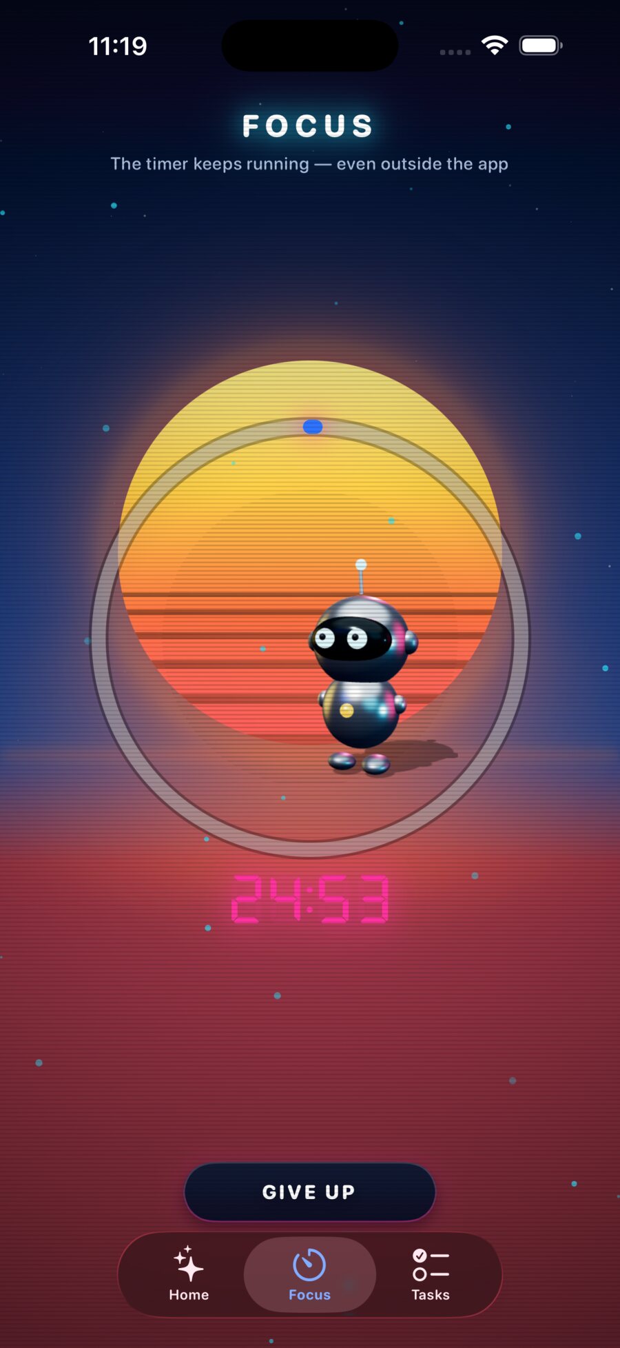 Prodogochi focus timer screen